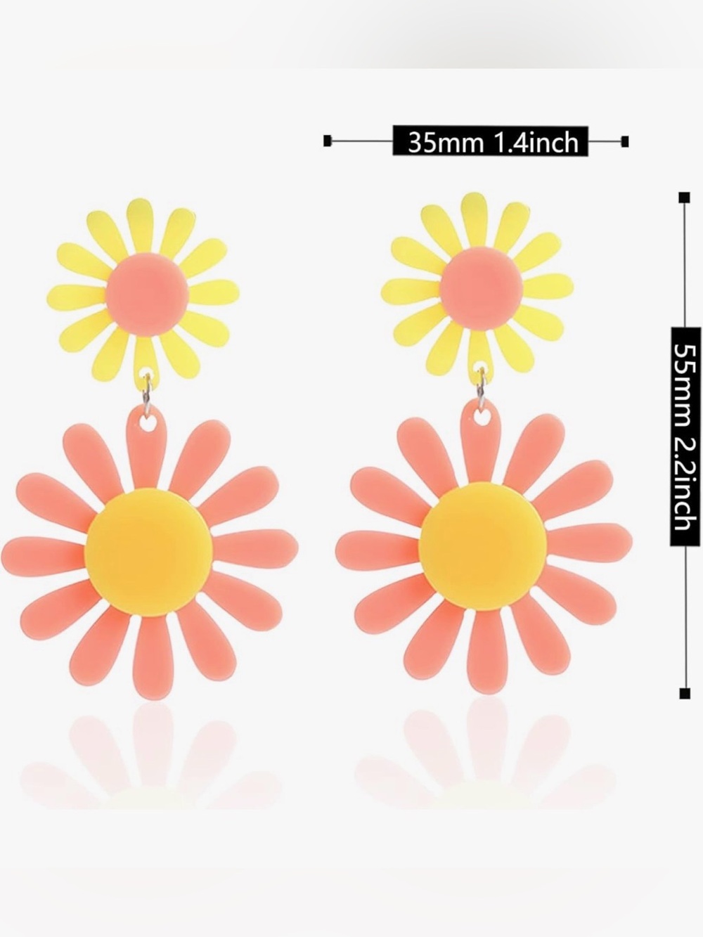 Daisy Drop Earrings in Yellow and Coral